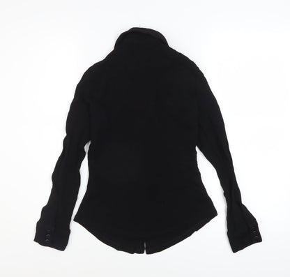 Womens UK Size S Zara Black Basic Button-Up