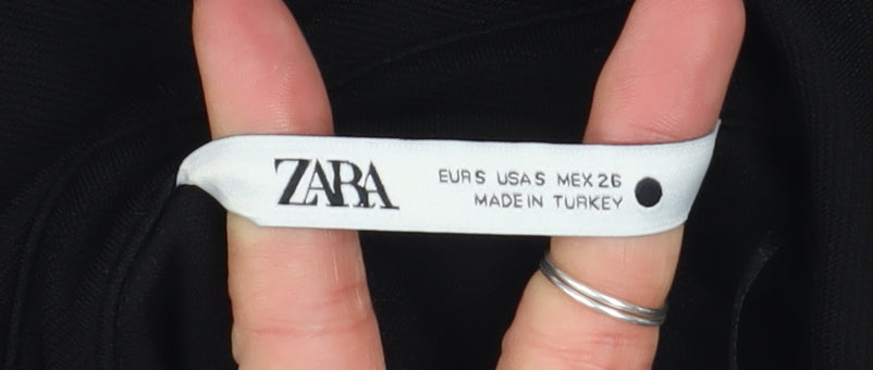 Womens UK Size S Zara Black Basic Button-Up
