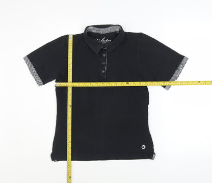 Womens UK Size M Lobster Black Basic Polo