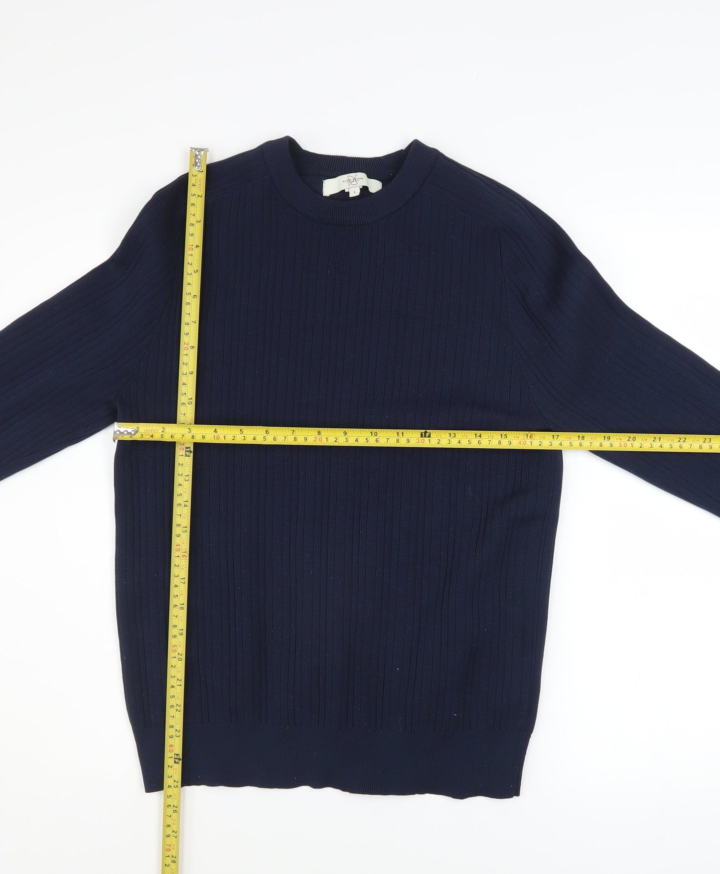 Mens UK Size L River Island Blue Pullover Jumper