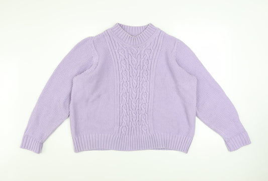 Marks and Spencer Women’s Purple Cable Knit Mock Neck Jumper Size 18