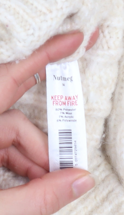 Womens UK Size 14 Nutmeg Ivory Pullover Jumper