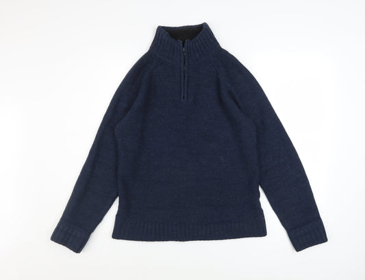 Next Men’s Blue Small 1/2 Zip High Neck Acrylic Wool Jumper