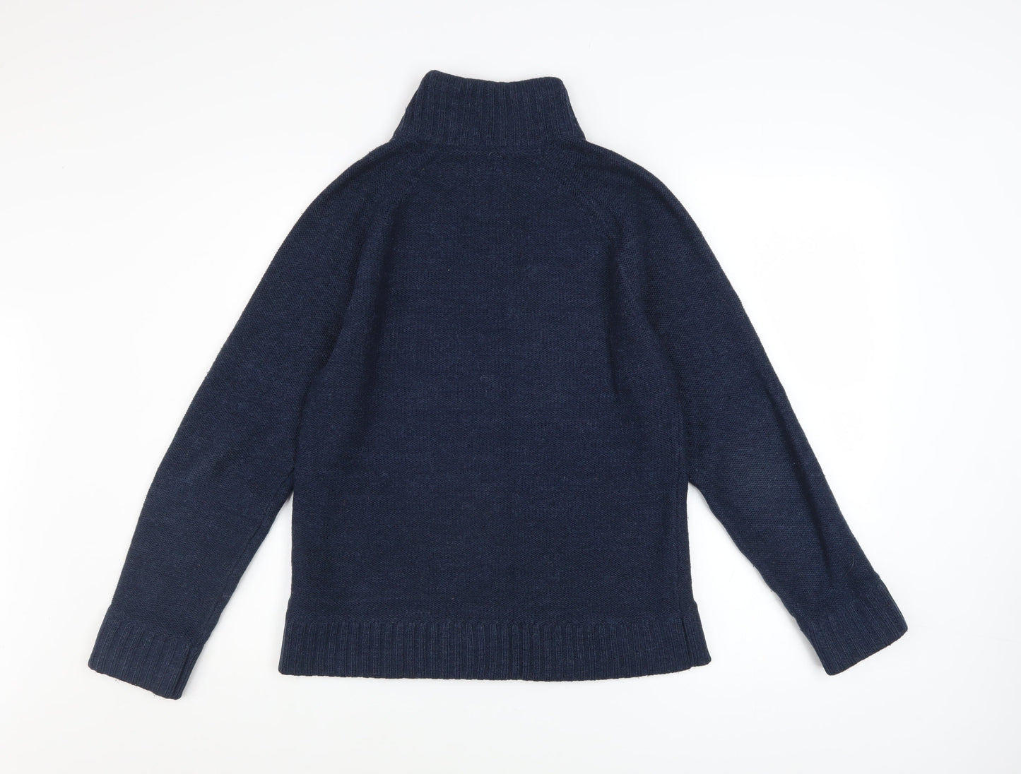 Next Men’s Blue Small 1/2 Zip High Neck Acrylic Wool Jumper