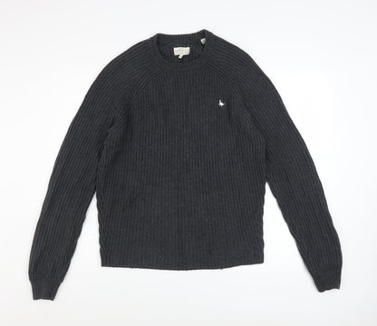 Jack Wills Men’s Grey Chunky Knit Cotton Pullover Jumper M