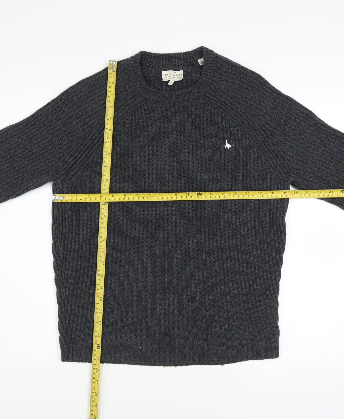 Jack Wills Men’s Grey Chunky Knit Cotton Pullover Jumper M