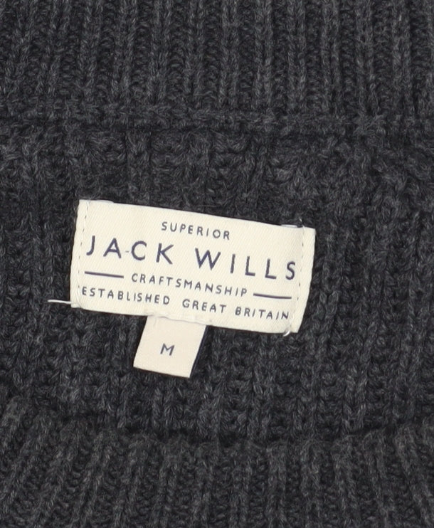 Jack Wills Men’s Grey Chunky Knit Cotton Pullover Jumper M