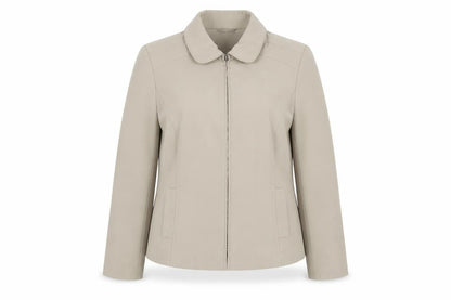 Bm Women Beige Mid-Length Zip-Up Jacket Size 18