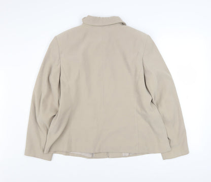 Bm Women Beige Mid-Length Zip-Up Jacket Size 18