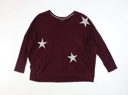 Womens UK Size L DKNY Jeans Red Pullover Jumper