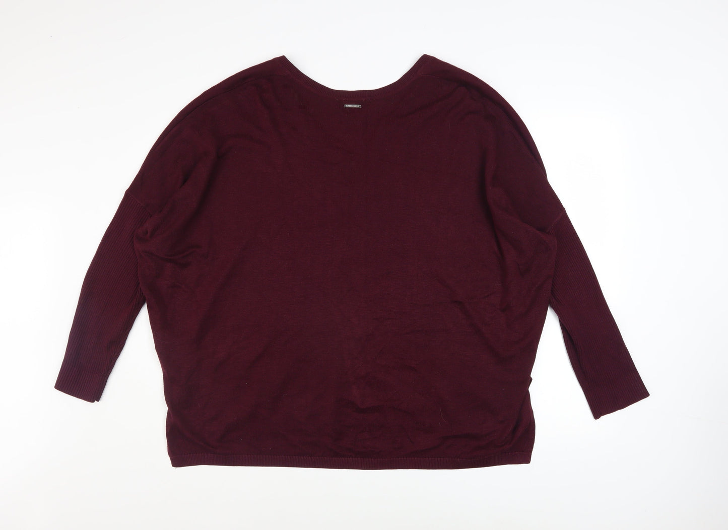 Womens UK Size L DKNY Jeans Red Pullover Jumper