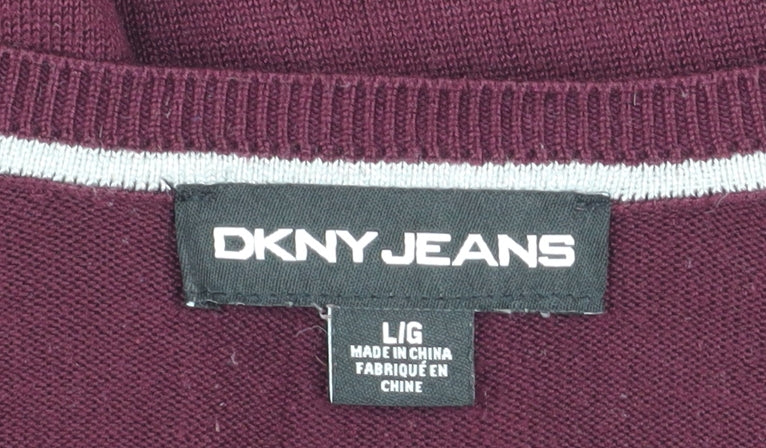 Womens UK Size L DKNY Jeans Red Pullover Jumper