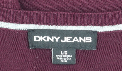 Womens UK Size L DKNY Jeans Red Pullover Jumper