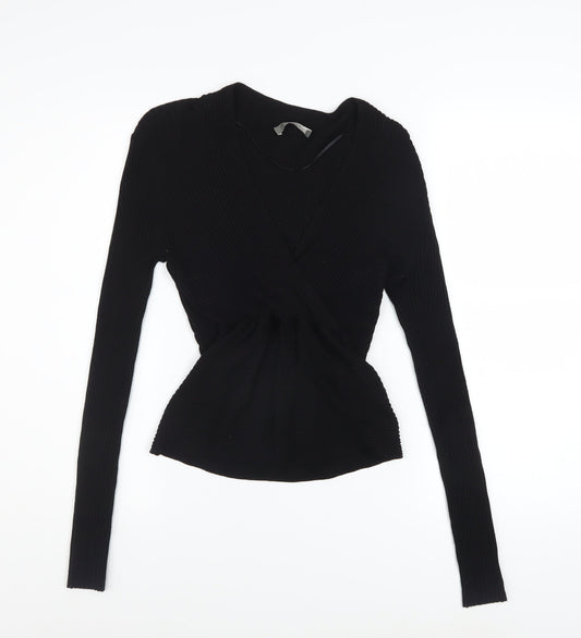 Womens UK Size M Oasis Black Wrap Jumper