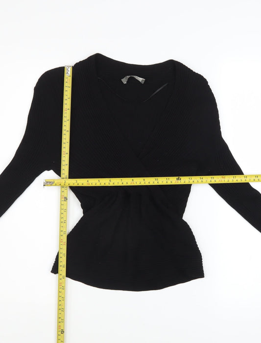 Womens UK Size M Oasis Black Wrap Jumper