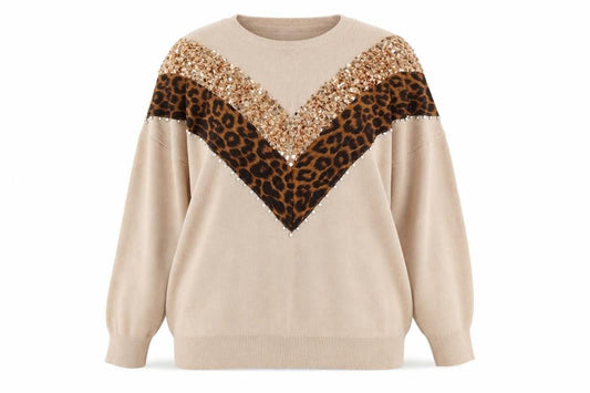 Womens UK Size M/L Wild Flower Beige Pullover Jumper