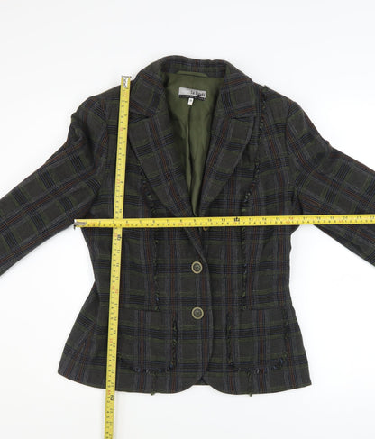 La Strada Women's Green Check Wool Blend Blazer Size 8