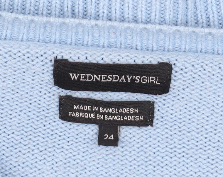 Womens UK Size 24 Wednesday's Girl Blue Cardigan Jumper