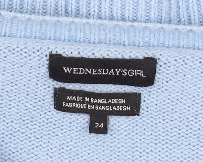 Womens UK Size 24 Wednesday's Girl Blue Cardigan Jumper