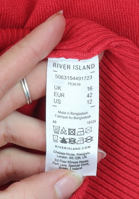 Womens UK Size 16 River Island Red Pullover Jumper