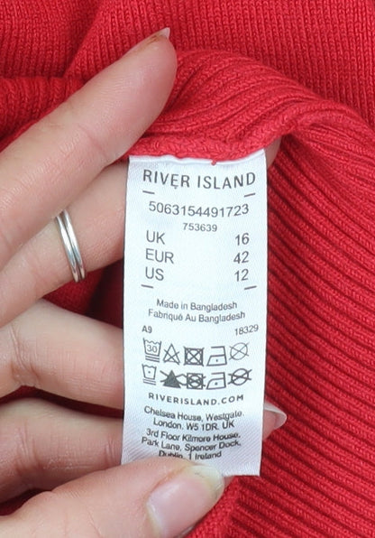 Womens UK Size 16 River Island Red Pullover Jumper