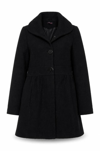Womens UK Size 12 Red Herring Black Overcoat