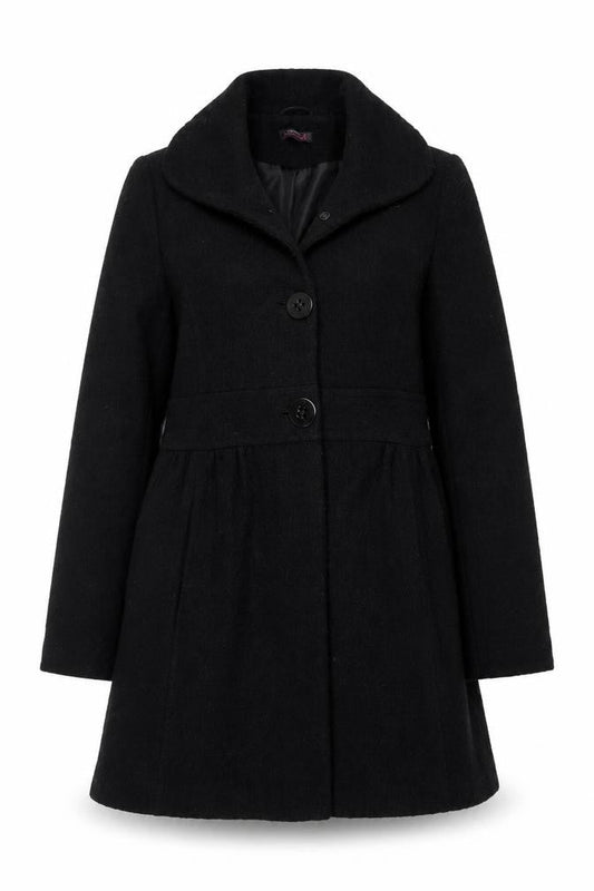Womens UK Size 12 Red Herring Black Overcoat