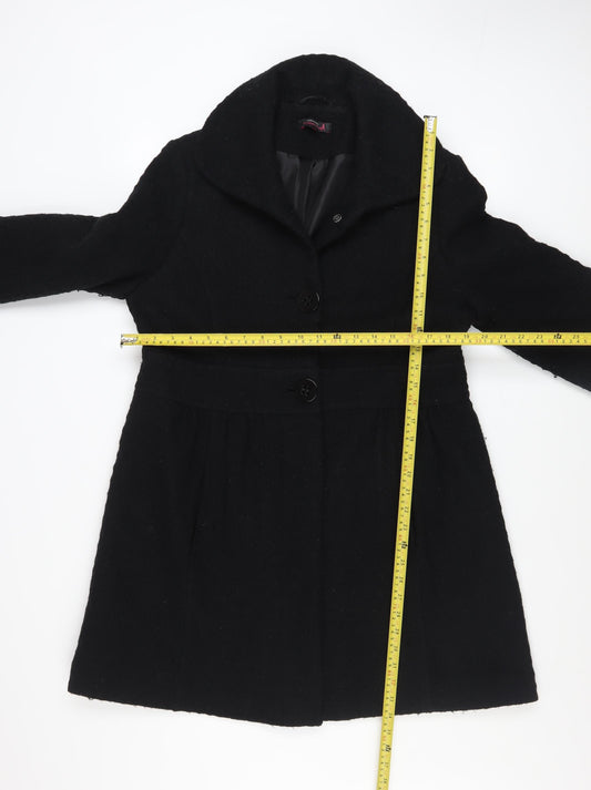 Womens UK Size 12 Red Herring Black Overcoat