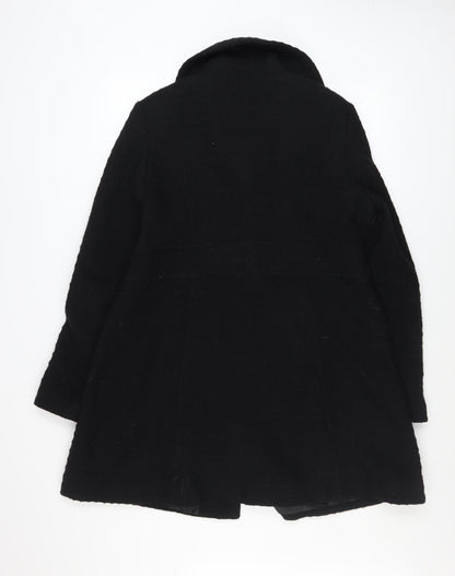 Womens UK Size 12 Red Herring Black Overcoat