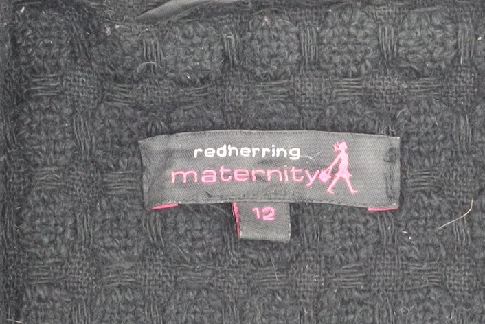 Womens UK Size 12 Red Herring Black Overcoat