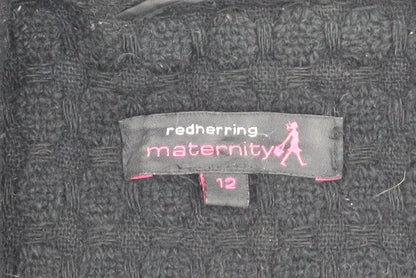 Womens UK Size 12 Red Herring Black Overcoat