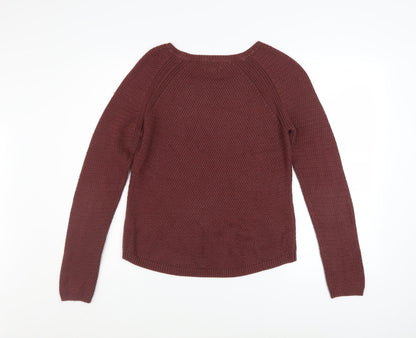 Billabong Womens Red Knit Pullover Jumper Size S Long Sleeve Crew Neck