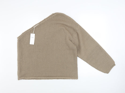 Marks and Spencer Women’s Beige XL Chunky Knit Asymmetrical Pullover Jumper