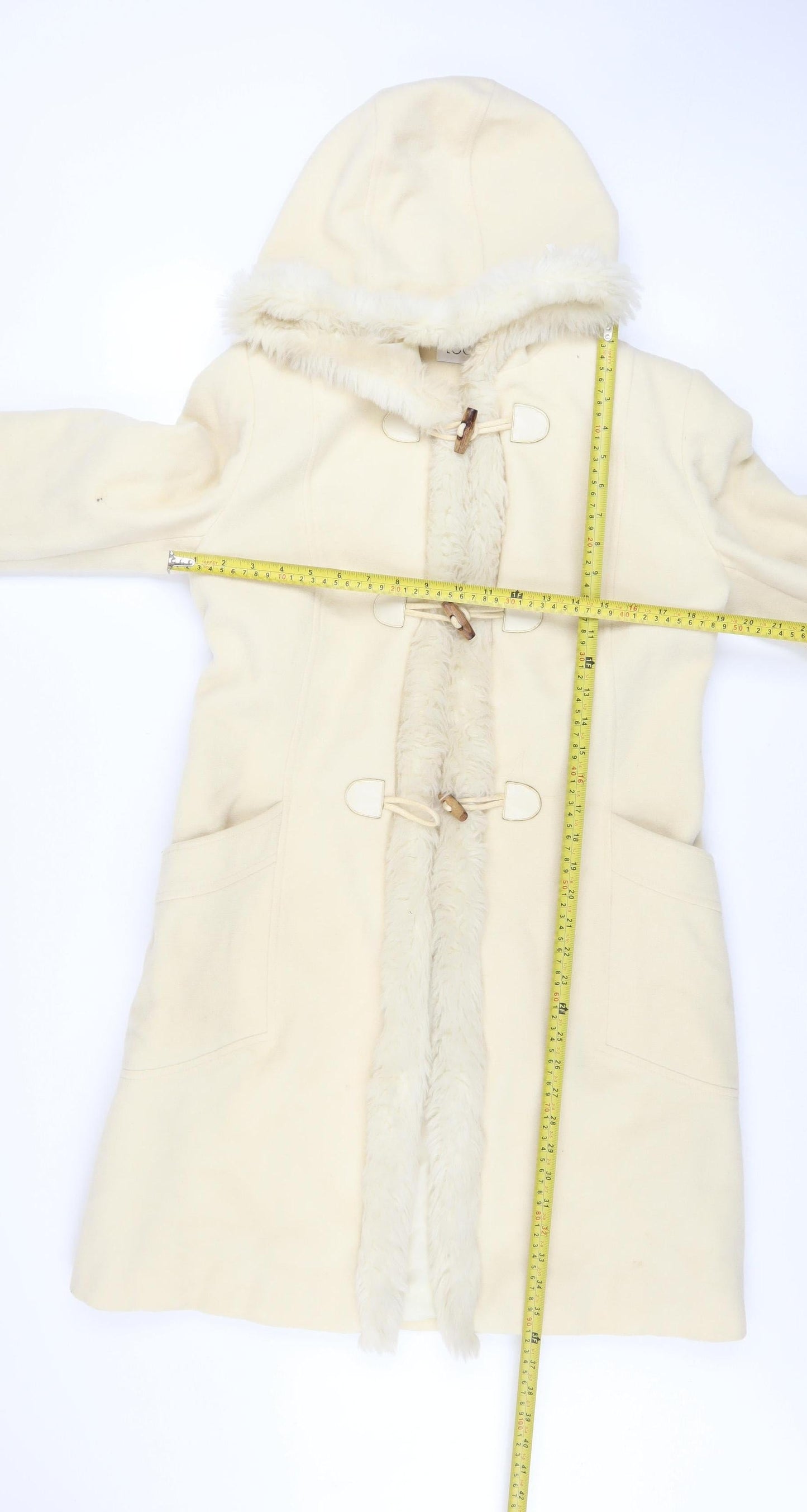 Womens UK Size 14 Look Ivory Duffle Coat