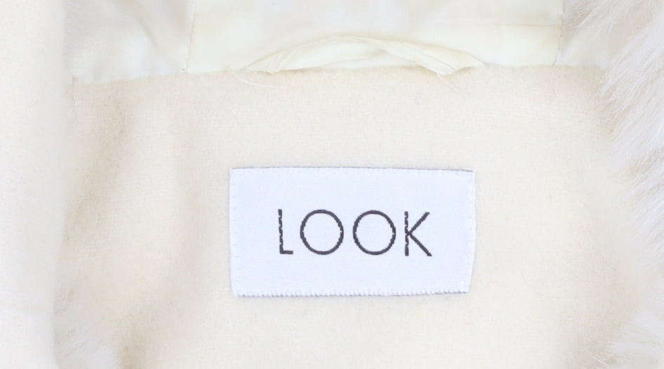 Womens UK Size 14 Look Ivory Duffle Coat