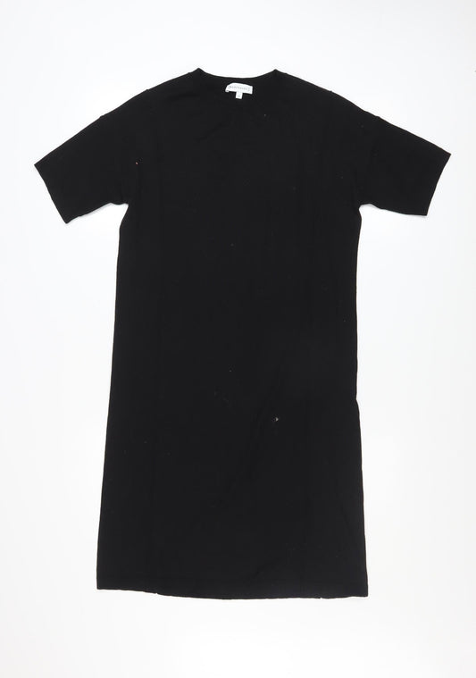Warehouse Women’s Black Knit T-Shirt Dress Size 10 Short Sleeve