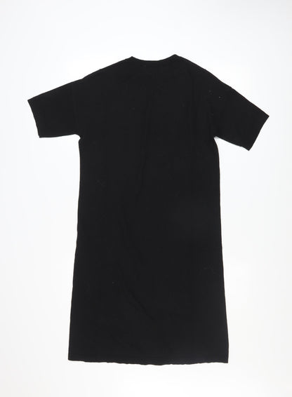 Warehouse Women’s Black Knit T-Shirt Dress Size 10 Short Sleeve