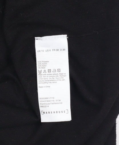 Warehouse Women’s Black Knit T-Shirt Dress Size 10 Short Sleeve