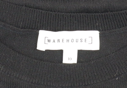 Warehouse Women’s Black Knit T-Shirt Dress Size 10 Short Sleeve