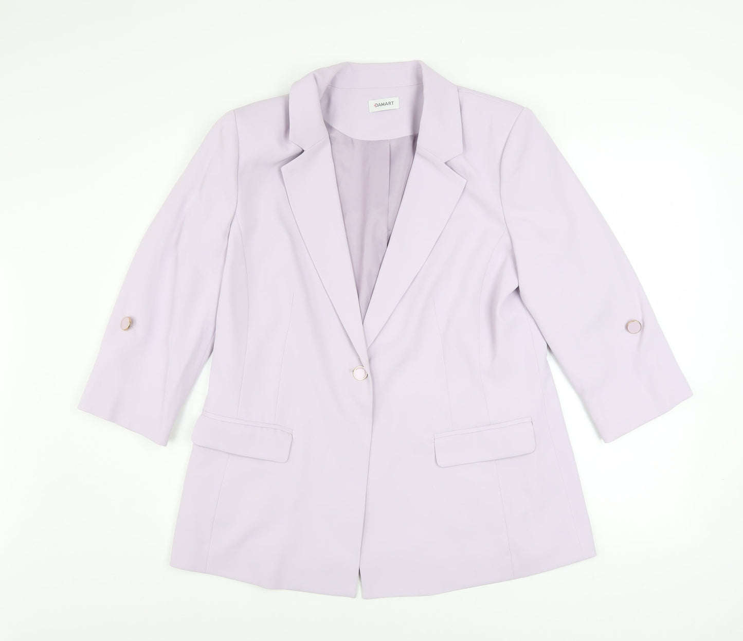Damart Women's Purple Blazer UK 14 Regular Fit 3/4 Sleeve Jacket