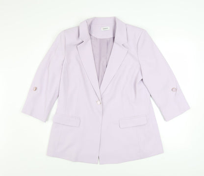Damart Women's Purple Blazer UK 14 Regular Fit 3/4 Sleeve Jacket