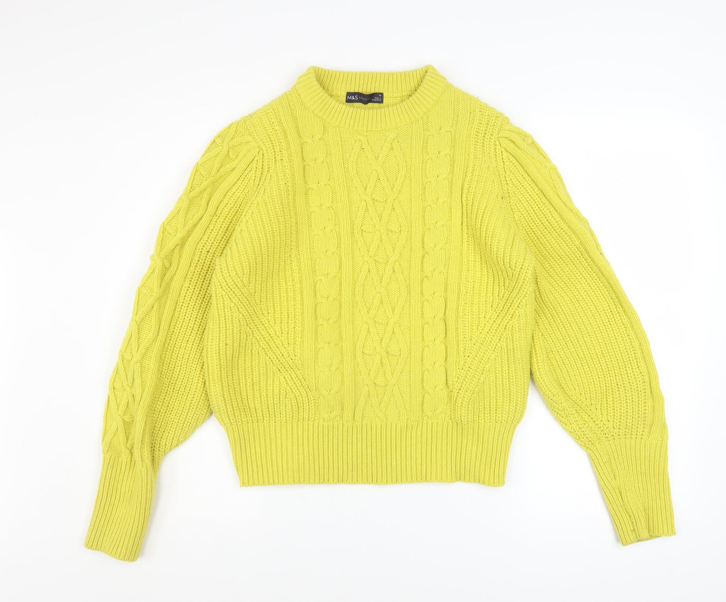 Womens UK Size 14 Marks and Spencer Yellow Pullover Jumper