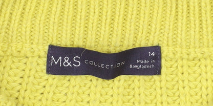 Womens UK Size 14 Marks and Spencer Yellow Pullover Jumper