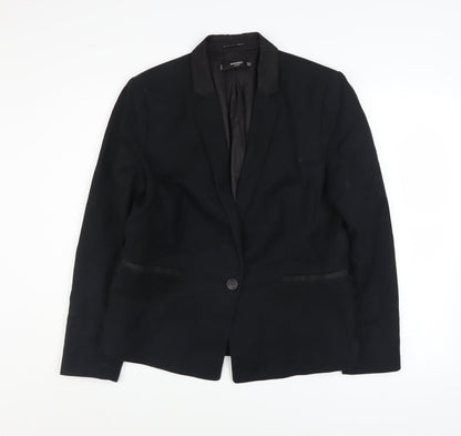 Mango Basics Women's Black Blazer UK 16 Single-Breasted Jacket