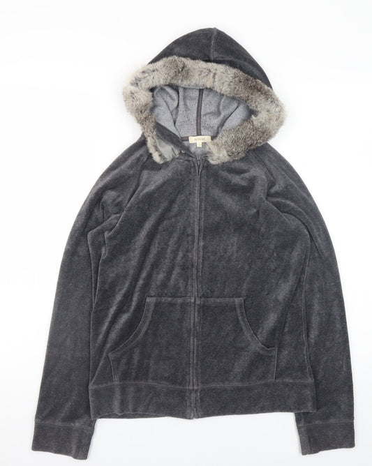 Womens UK Size 10 HushHush Grey Full Zip Hoodie