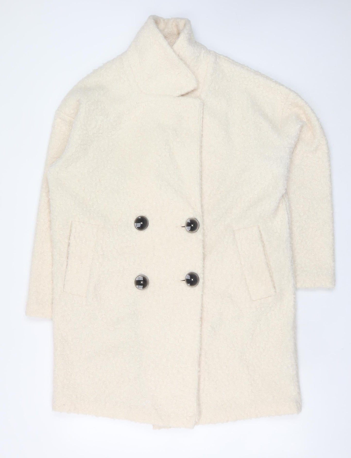Womens UK Size 8 F&F Ivory Overcoat