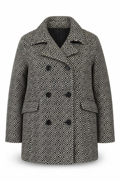 Debenhams Women Black White Wool Pea Coat Size 18