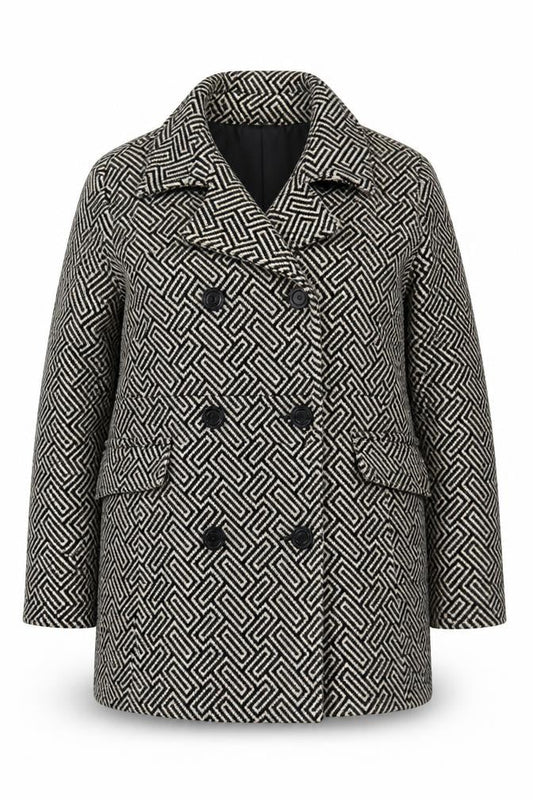 Debenhams Women Black White Wool Pea Coat Size 18