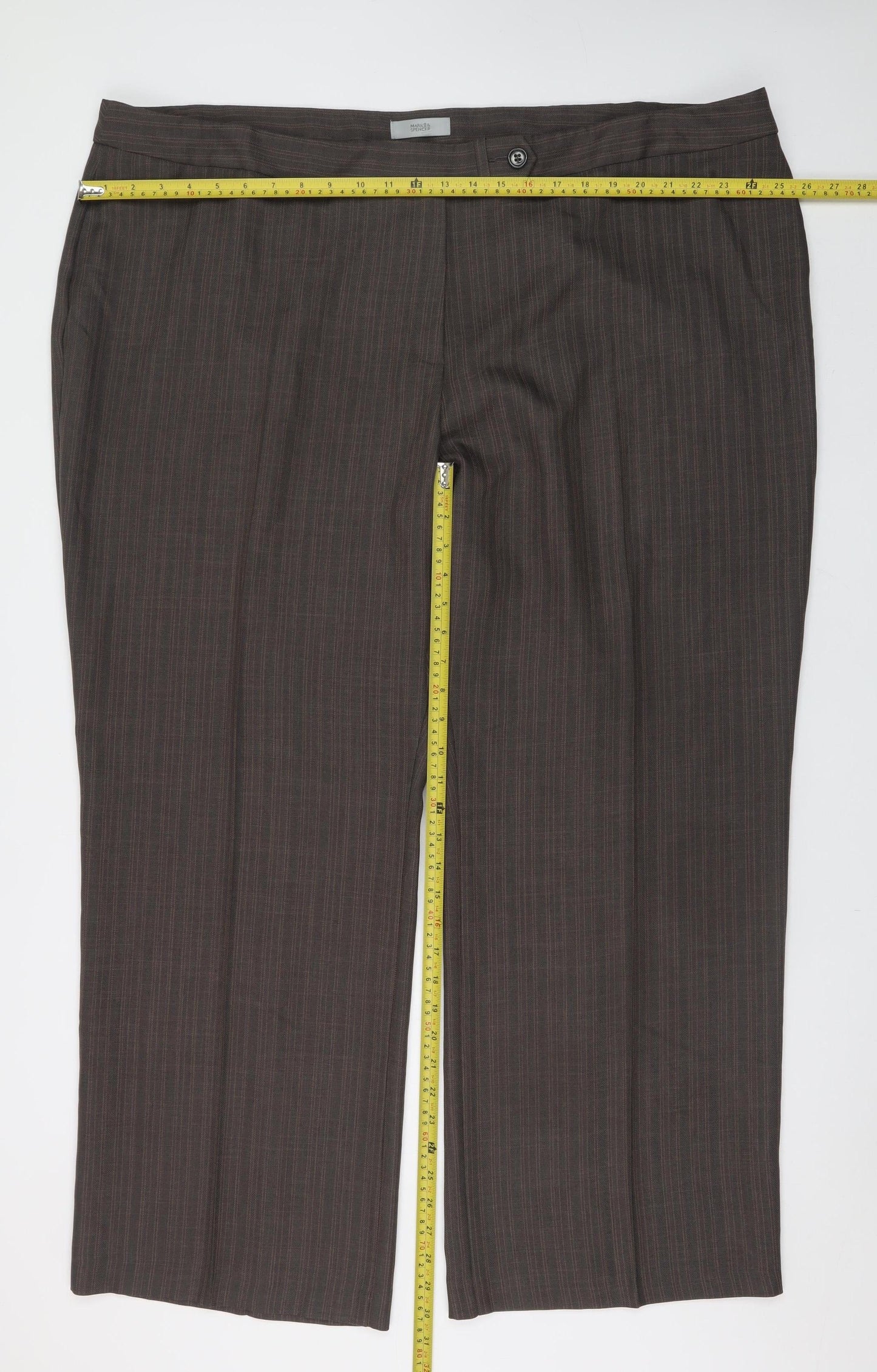 Womens UK Size 28 Marks and Spencer Regular Fit Dress Pants Brown Trousers
