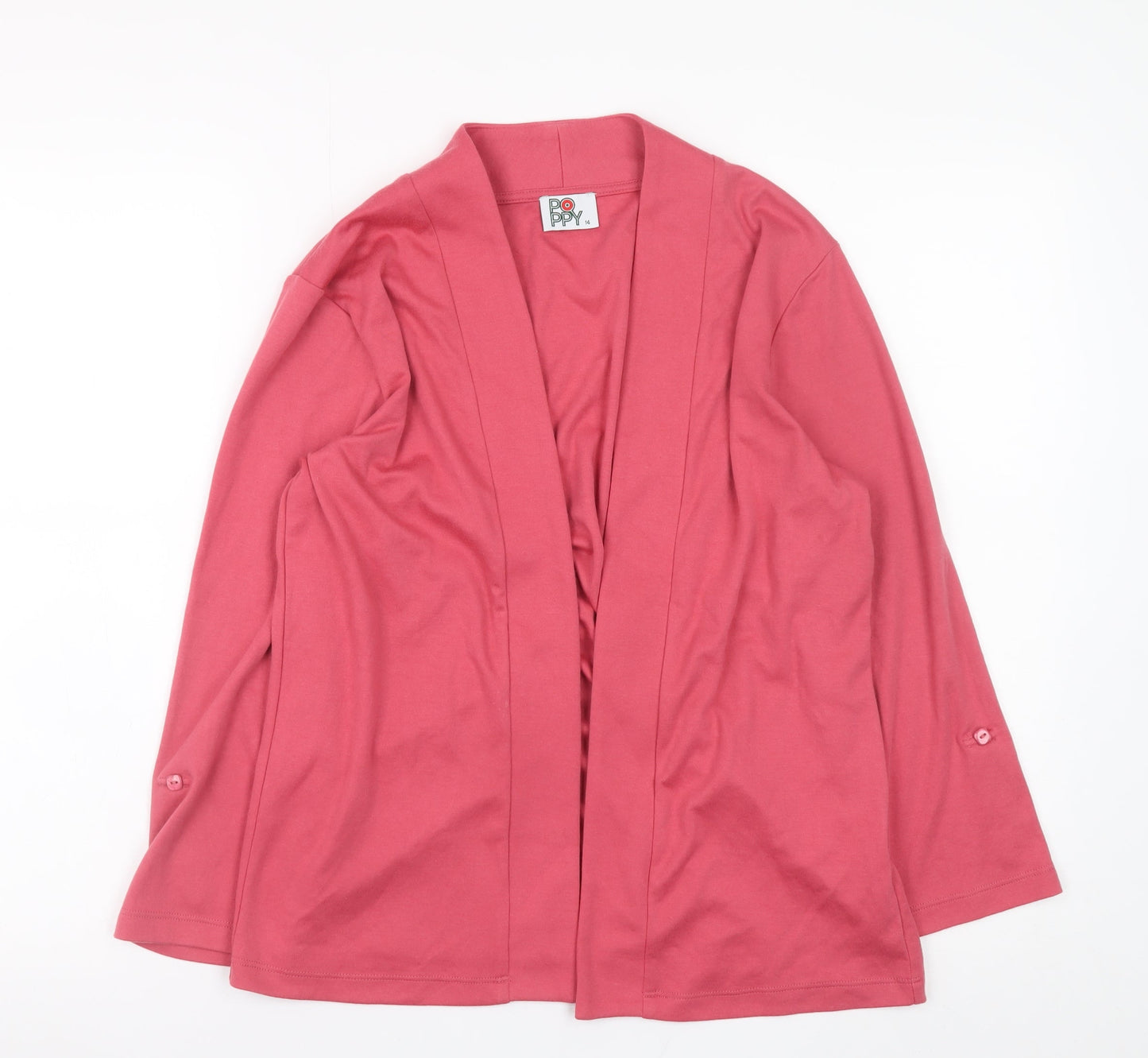 Womens UK Size 14 Poppy Pink Cardigan Jumper